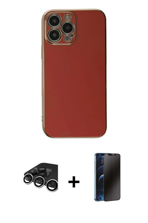 ieg™ iPhone 15 Pro Max Kılıf Yankı Serisi - Siyah 3D Antistatik Hayalet Cam Ekran Koruyucu + Gümüş R