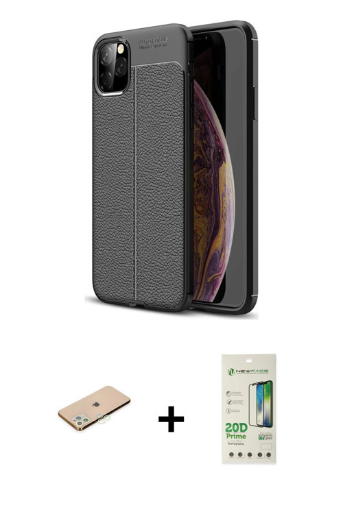 ieg™ iPhone 11 Pro Max Kılıf Doruk Klasik Özel Seri - Siyah 20D Premium Cam Ekran Koruyucu + Yeşil R