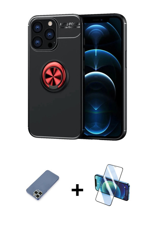 ieg™ iPhone 13 Pro Max Kılıf Yankı Form Prime - Siyah 3D Antistatik Cam Ekran Koruyucu + Açık Yeşil