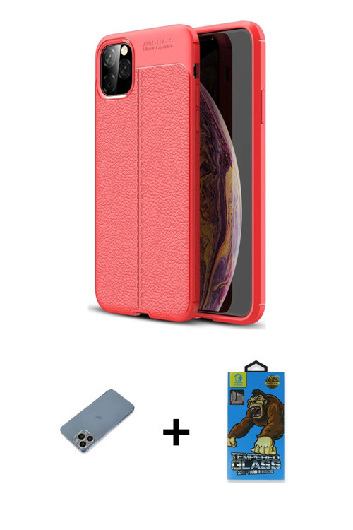 ieg™ iPhone 11 Pro Max Kılıf Doruk Klasik Özel Seri - Siyah 18D Cam Ekran Koruyucu + Gökkuşağı Shine