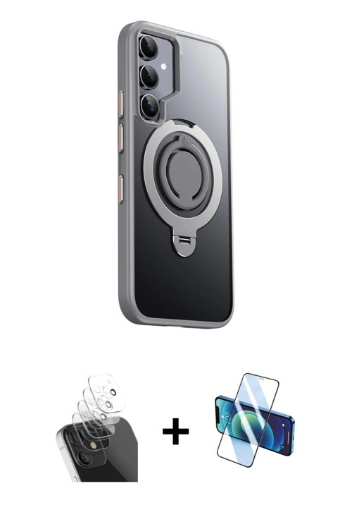 ieg™ Galaxy S24 Kılıf Zirve Çizgi Prime - Siyah 3D Antistatik Cam Ekran Koruyucu + Şeffaf Kamera Len