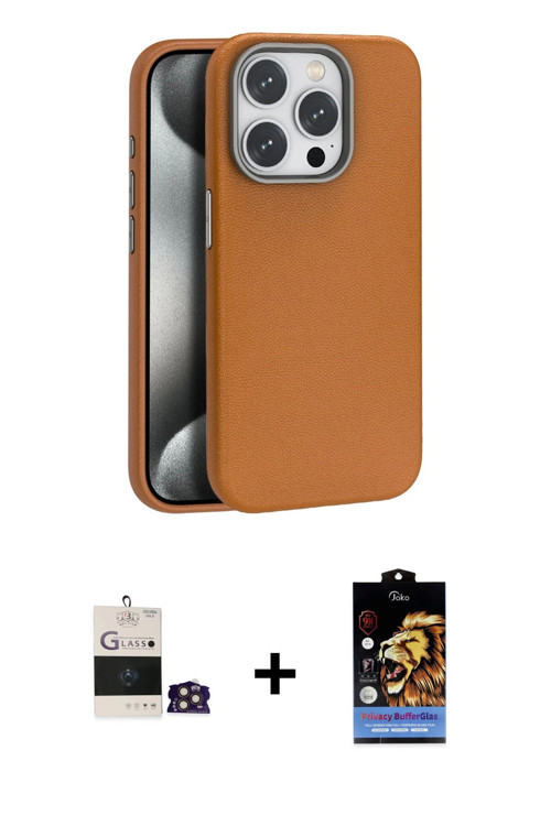 ieg™ iPhone 14 Pro Max Kılıf Zirve Modern Prime - Siyah Buffer Hayalet Cam Ekran Koruyucu + Gold Bil