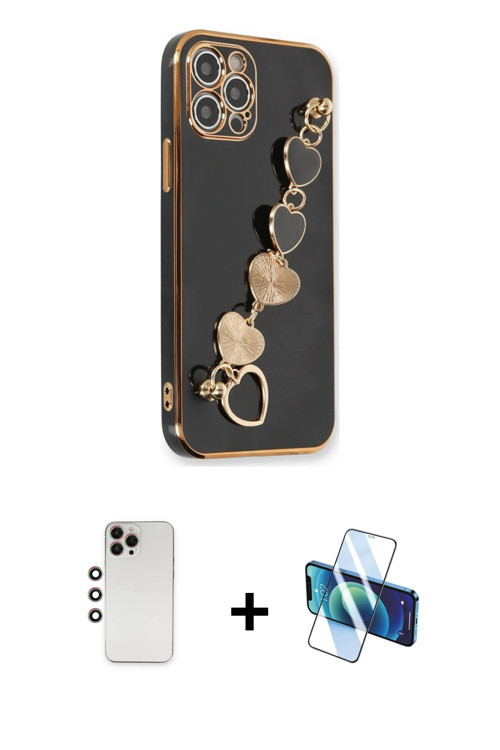 ieg™ iPhone 12 Pro Kılıf Nova Işık Prime - Siyah 3D Antistatik Seramik Nano Ekran Koruyucu + Gökkuşa
