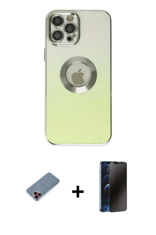 ieg™ iPhone 12 Pro Kılıf Kutup Yansıma Özel Seri - Siyah 3D Antistatik Hayalet Cam Ekran Koruyucu +