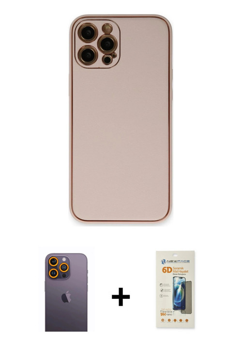 ieg™ iPhone 12 Pro Kılıf Yadigar Klasik - Siyah 6D Mat Seramik Hayalet Nano Ekran Koruyucu + Sarı Ne
