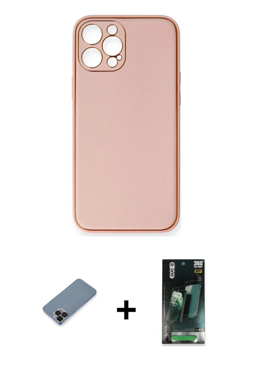 ieg™ iPhone 12 Pro Max Kılıf Yadigar Klasik - Siyah 360 Mat Full Body Arka Koruyucu + Siyah Metal Ka