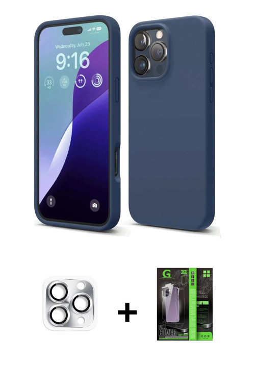 ieg™ iPhone 16 Pro Max Kılıf Kozmos Yansıma Özel Seri - Şeffaf 360 Full Body Arka Koruyucu + Gümüş P