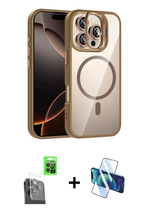 ieg™ iPhone 16 Pro Kılıf Yadigar Asil Koleksiyonu - Siyah 3D Antistatik Cam Ekran Koruyucu + Siyah R