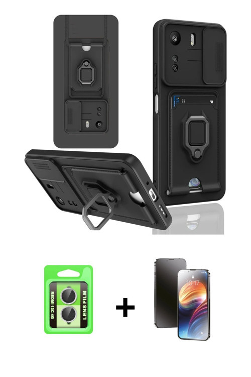 ieg™ Redmi 13C Kılıf Vadi Form Prime - Siyah 3D Antistatik Mat Seramik Nano Ekran Koruyucu + Gümüş R