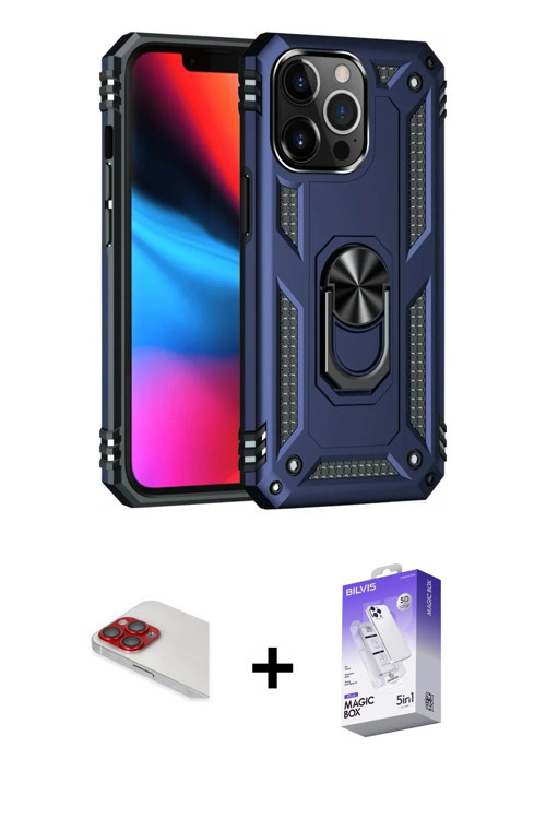 ieg™ iPhone 13 Pro Max Kılıf Ahenk Klasik Koleksiyonu - Siyah Bilvis 5in1 3D Magic Cam Ekran Koruyuc