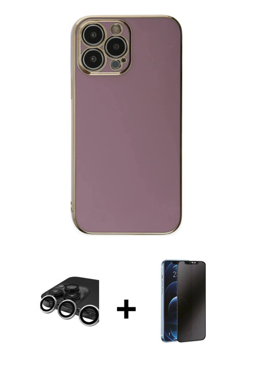 ieg™ iPhone 15 Pro Max Kılıf Yankı Serisi - Siyah 3D Antistatik Hayalet Cam Ekran Koruyucu + Gümüş R