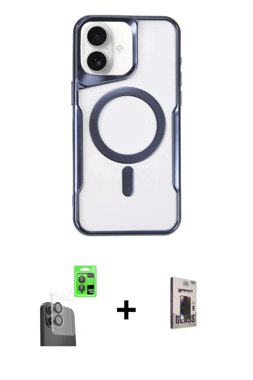 ieg™ iPhone 16 Kılıf Yadigar Klasik Özel Seri - Siyah Bilvis Hayalet Cam Ekran Koruyucu + Siyah Raze