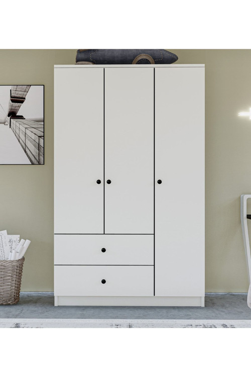Gm 854 Home 3 Kapılı 2 Çekmeceli Düğme Kulplu Gardırop