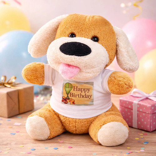 Happy Birthday Tişörtlü Peluş Köpek