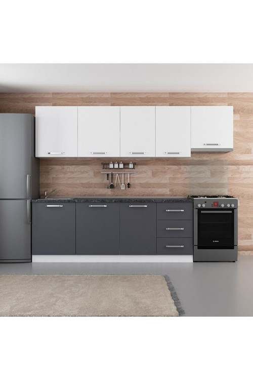 280 Cm Mutfak Dolabı Beyaz Antrasit 280-A4