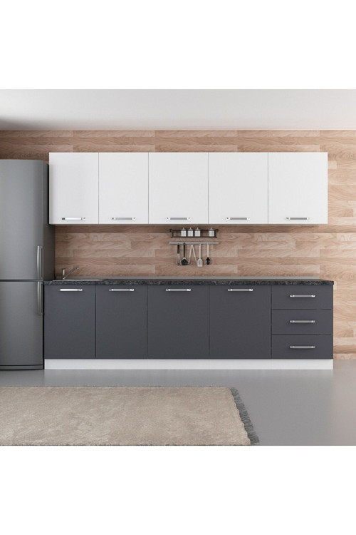 280 Cm Mutfak Dolabı Beyaz Antrasit 280-A2