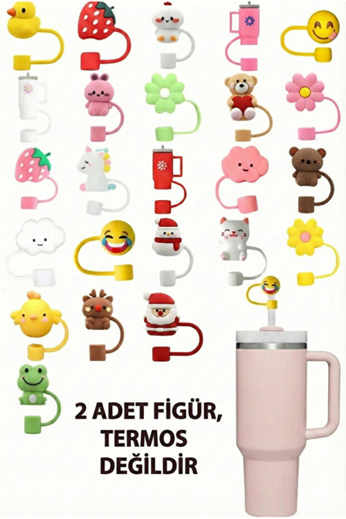 2 Adet Stanley Quencher Uyumlu H2.0 30/40 Oz Uyumlu Aksusuar Set Figür Pipet Başlığı