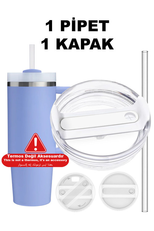 1 Adet Stanley Quencher Uyumlu Termos Kapağı 40 Oz 1.18 LT Uyumlu Pipetli Sızdırmaz Termos Kapak