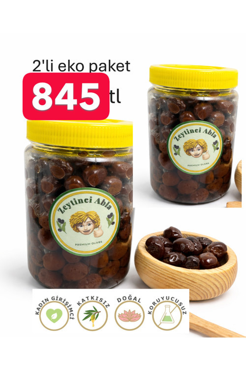Siyah Zeytin Organik (Yeni Sezon) Çevirme 1000 gr - 2'li Eko paket