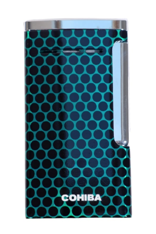 Tek Torch Perde Alev Slim 7 Dizayn Yeşil Desenli Puro Çakmağı
