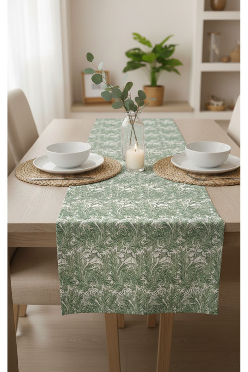 Zümrüt Bahçe Pamuklu Masa Runner 0045– 50X150 Cm