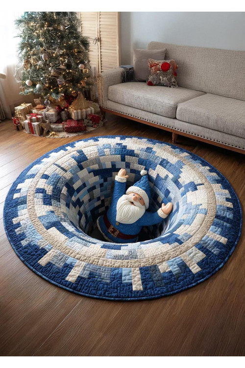 Mavi Noel Baba Baskılı Dokuma Taban Halı 544 Yng