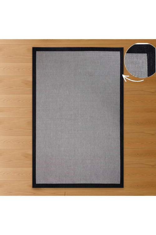 Açık Gri Renk Modern Sisal Halı 3935A AçIk Gri Siyah