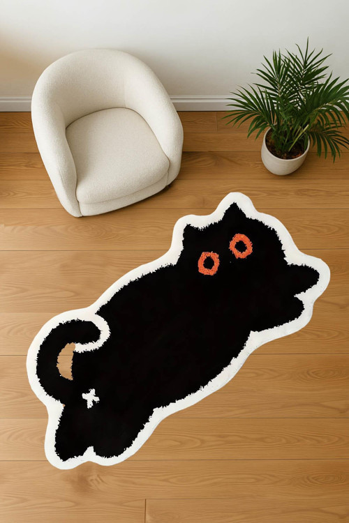 Black Cat Baskılı Dokuma Taban Halı 214 Yng