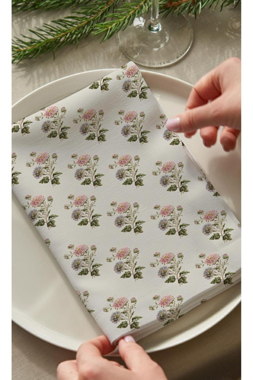 Soft Flora Pamuklu 4'Lü Peçete Takımı