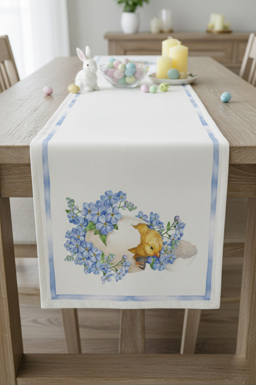 Easter Civciv Pamuklu Masa Runner 0105– 50X150 Cm