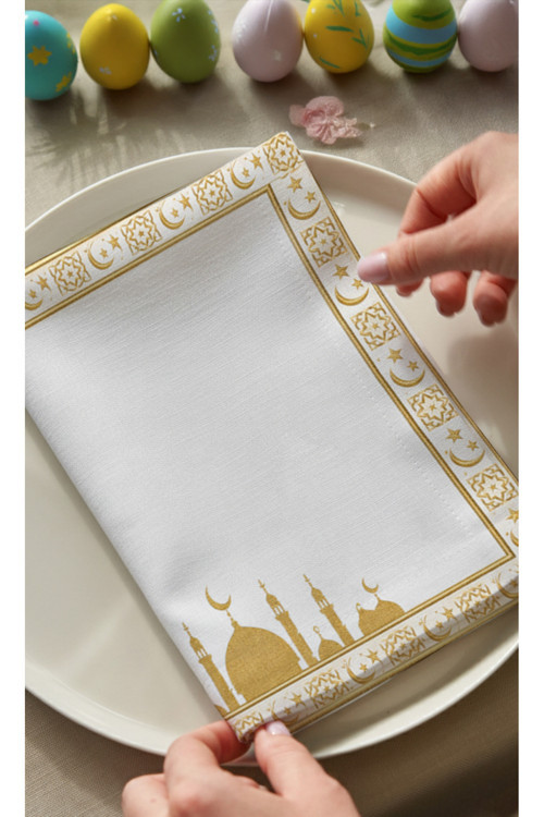 Gold Ramadan Kareem Pamuklu 6'Lı Peçete Takımı