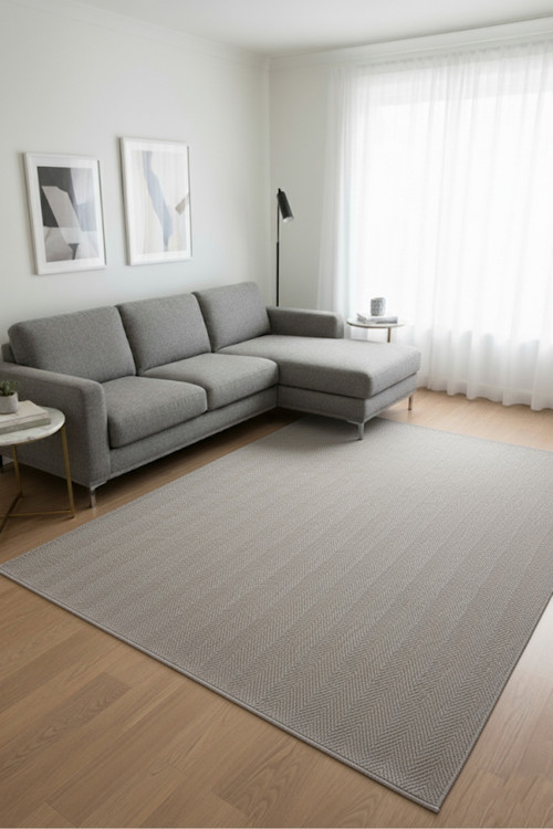 Açık Gri Renk Modern Sisal Halı 3936V Açık Gri