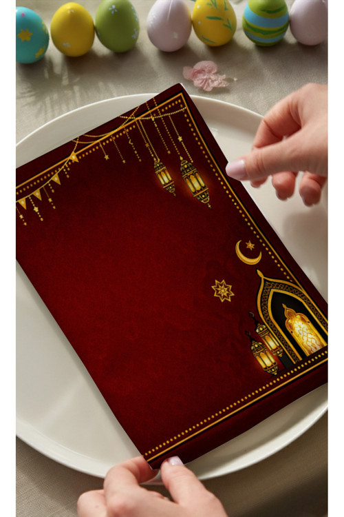 Bordo Ramadan Pamuklu 6'Lı Peçete Takımı