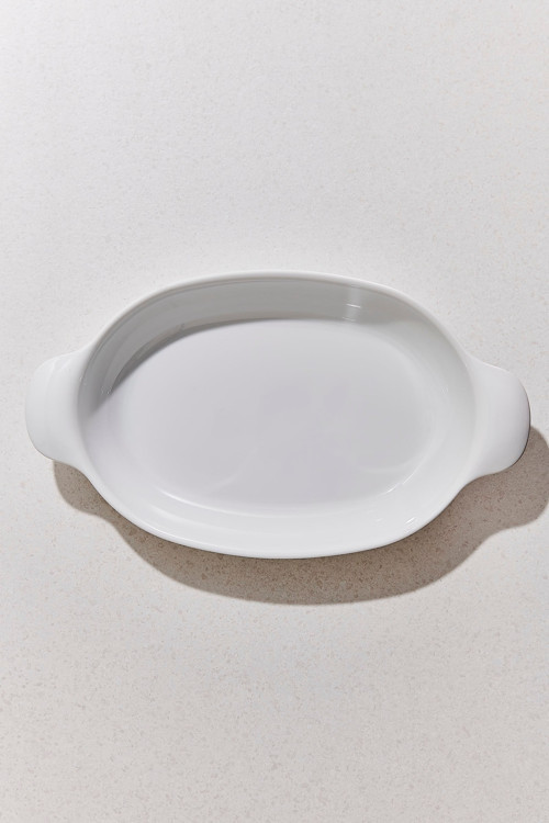 Organic Porselen Oval Fırın Kabı 48 cm Beyaz - 1 Adet