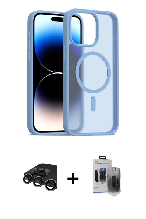 iPhone 15 Pro Max Kılıf Siluet Minimal Prime - Siyah Vanessa Magic Hayalet Cam + Titanyum Gri R
