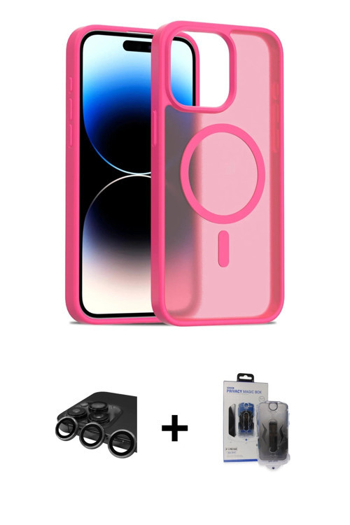 iPhone 15 Pro Max Kılıf Siluet Minimal Prime - Siyah Vanessa Magic Hayalet Cam + Titanyum Gri R