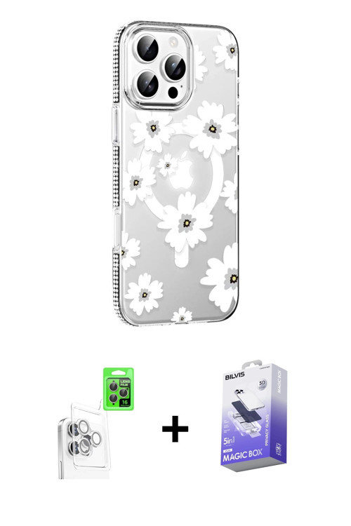 iPhone 16 Pro Max Kılıf Yörünge Işık Prime - Siyah Bilvis 5in1 5D Magic Hayalet Cam Ekran Koruy