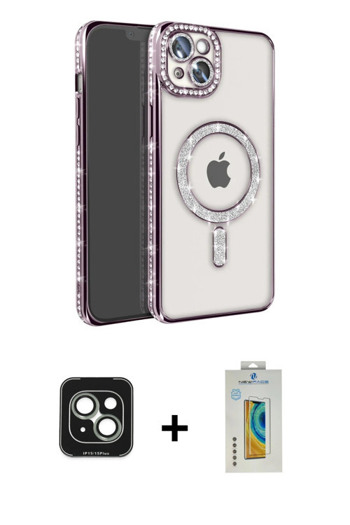 iPhone 15 Kılıf Zirve Doku Prime - Siyah Polymer Nano Ekran Koruyucu + Yeşil PVD Metal Kamera L