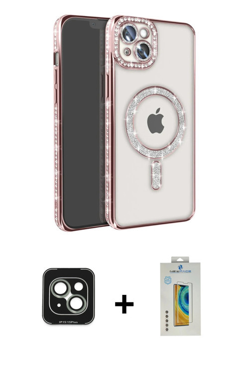 iPhone 15 Kılıf Zirve Doku Prime - Siyah Polymer Nano Ekran Koruyucu + Yeşil PVD Metal Kamera L