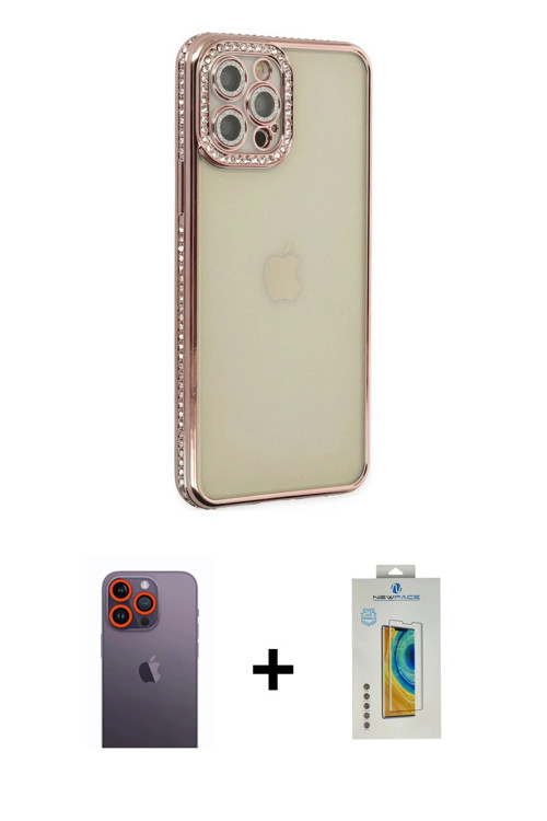 iPhone 12 Pro Kılıf Yörünge Koleksiyonu - Siyah Polymer Nano Ekran Koruyucu + Turuncu Neon Fosf
