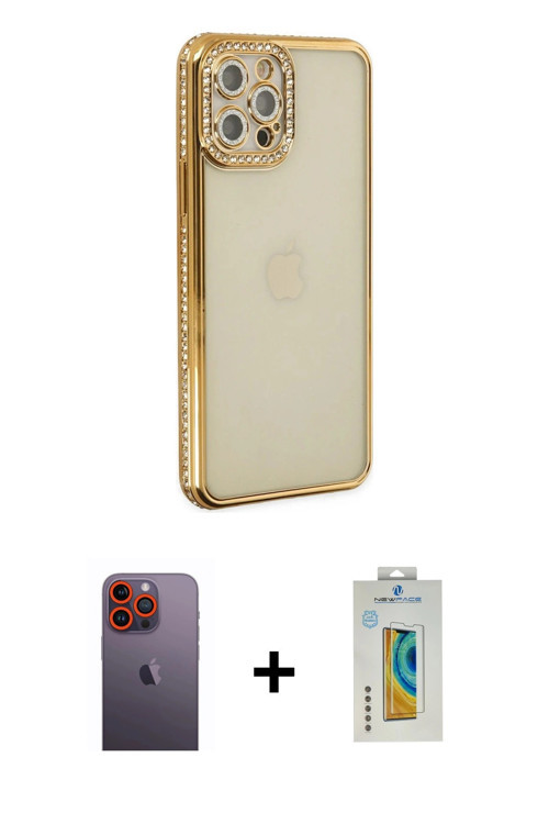 iPhone 12 Pro Kılıf Yörünge Koleksiyonu - Siyah Polymer Nano Ekran Koruyucu + Turuncu Neon Fosf