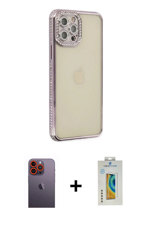iPhone 12 Pro Kılıf Yörünge Koleksiyonu - Siyah Polymer Nano Ekran Koruyucu + Turuncu Neon Fosf