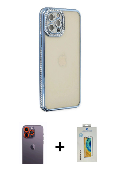 iPhone 12 Pro Kılıf Yörünge Koleksiyonu - Siyah Polymer Nano Ekran Koruyucu + Turuncu Neon Fosf