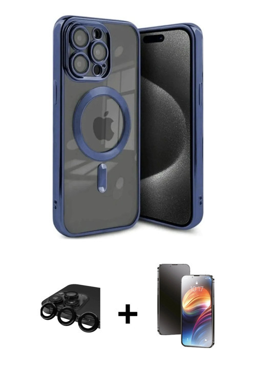 iPhone 15 Pro Max Kılıf Nova Işık Özel Seri - Siyah 3D Antistatik Mat Seramik Nano Ekran Koruyu