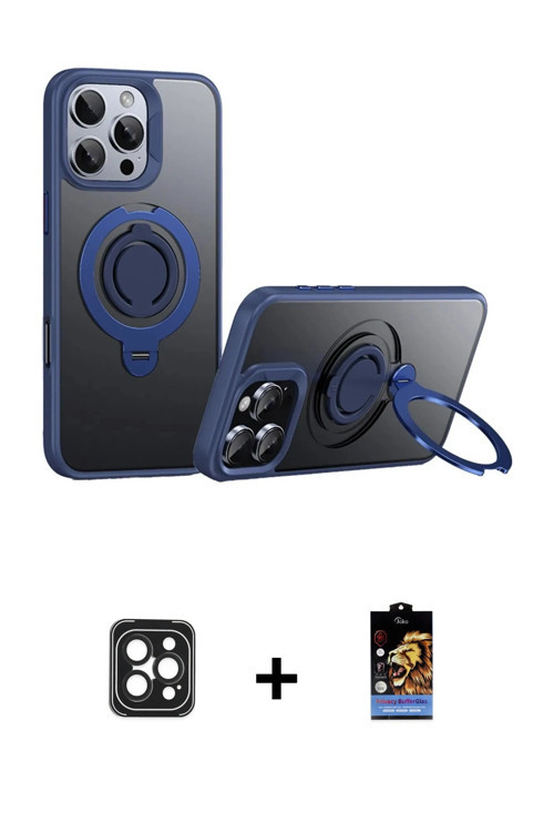 iPhone 16 Pro Max Kılıf Zirve Çizgi Prime - Siyah Buffer Hayalet Cam Ekran Koruyucu + Siyah PVD