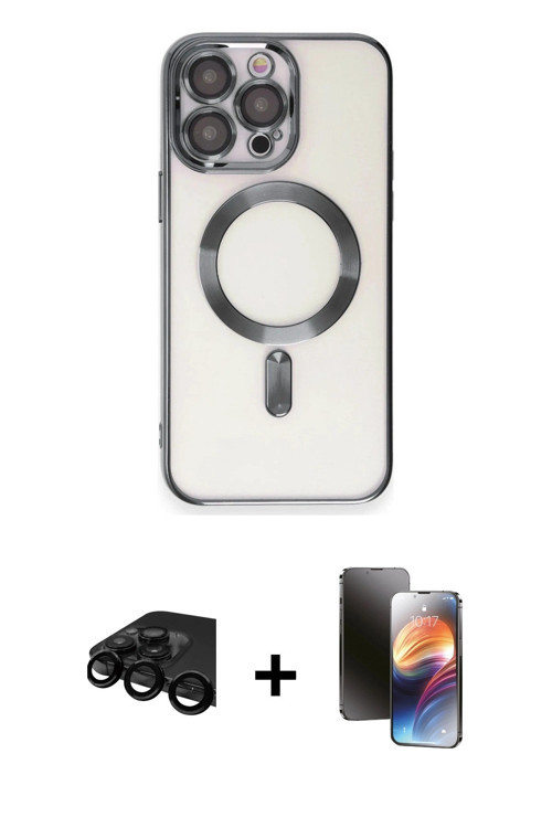iPhone 15 Pro Max Kılıf Nova Işık Özel Seri - Siyah 3D Antistatik Mat Seramik Nano Ekran Koruyu