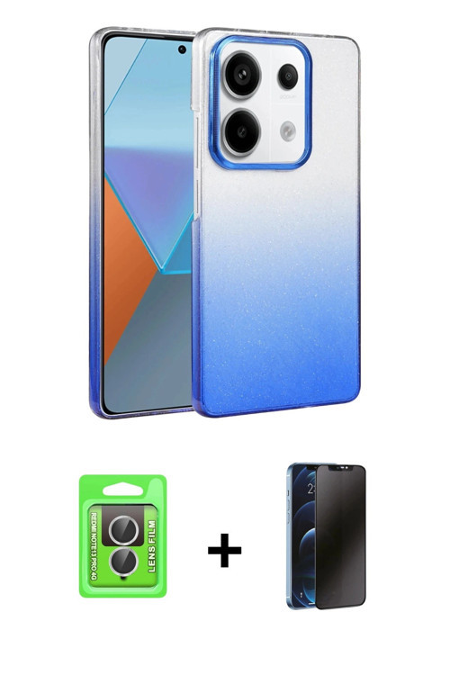 Redmi Note 13 Pro 4G Kılıf Kıvılcım Minimal Özel Seri - Siyah 3D Antistatik Hayalet Cam Ekran K
