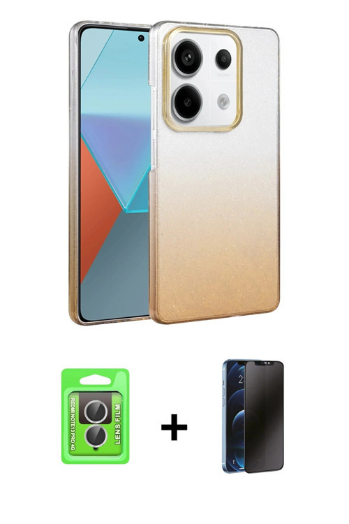 Redmi Note 13 Pro 4G Kılıf Kıvılcım Minimal Özel Seri - Siyah 3D Antistatik Hayalet Cam Ekran K