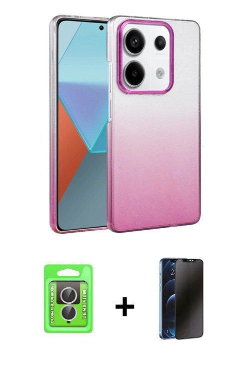 Redmi Note 13 Pro 4G Kılıf Kıvılcım Minimal Özel Seri - Siyah 3D Antistatik Hayalet Cam Ekran K