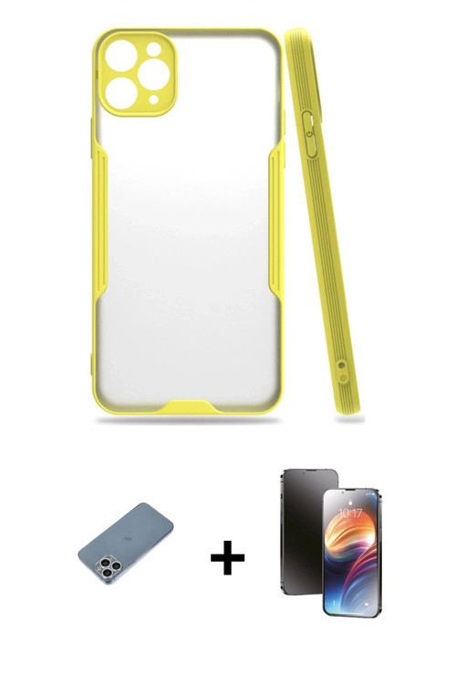 iPhone 11 Pro Kılıf Atlas Asil Serisi - Siyah 3D Antistatik Mat Seramik Nano Ekran Koruyucu + G
